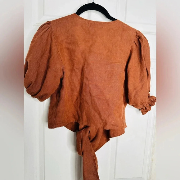 FAITHFULL The Brand NWOT Jamais Wrap Top in Chestnut small - Picture 6 of 6
